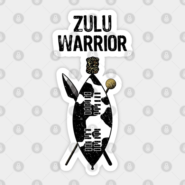 Zulu Warrior Shield Cow Hide Spear Knobkerrie South Africa Sticker by BraaiNinja